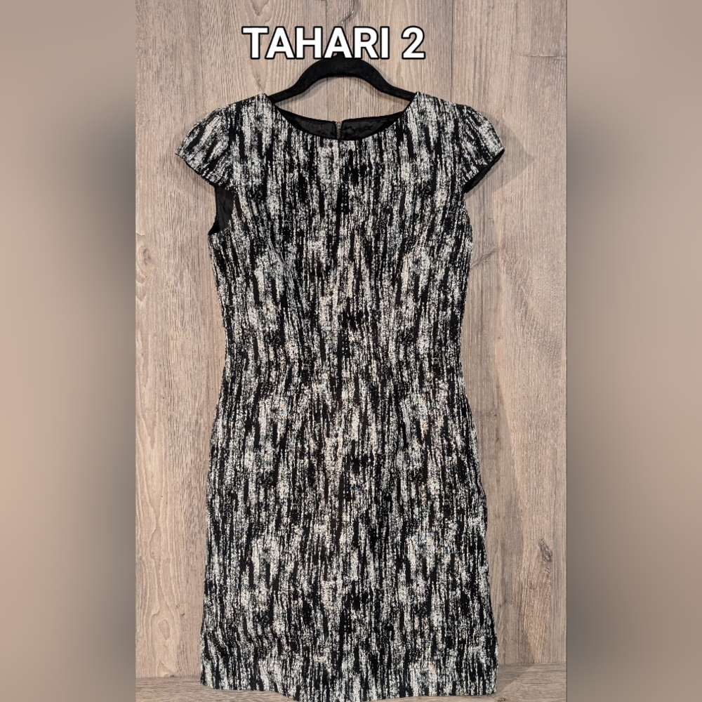 Tahari Black and White Patterned Mini Dress